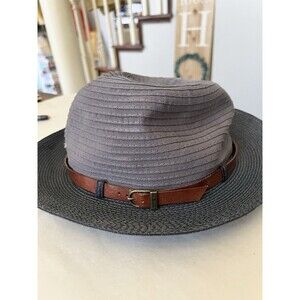 Grevi Firenze Women’s M 100% Straw Fedora Hat (leather strap) Made In Italy